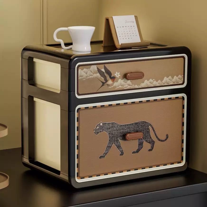 复古中式虎纹收纳盒大容量