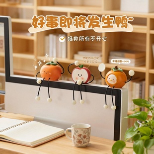 国潮卡通柿子苹果桌面摆件树脂工艺办公装 饰品学生好物