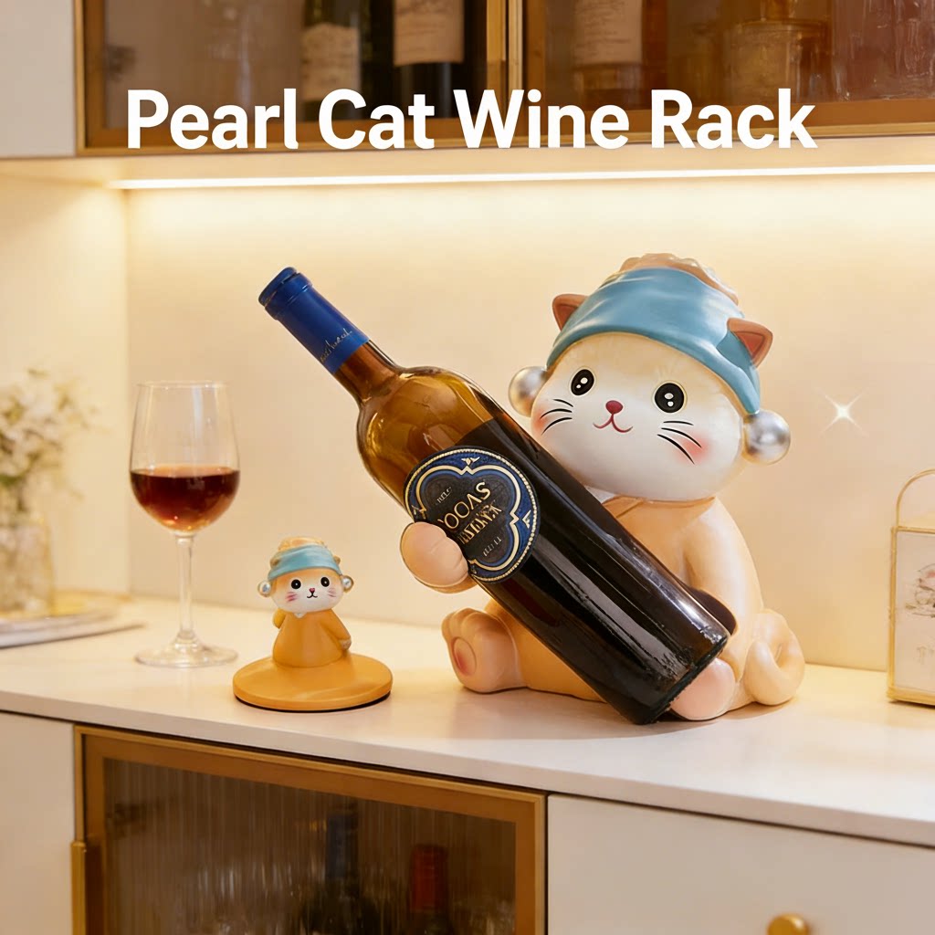 可爱猫咪红酒架树脂桌面摆件酒柜装饰品节日礼物卡通风