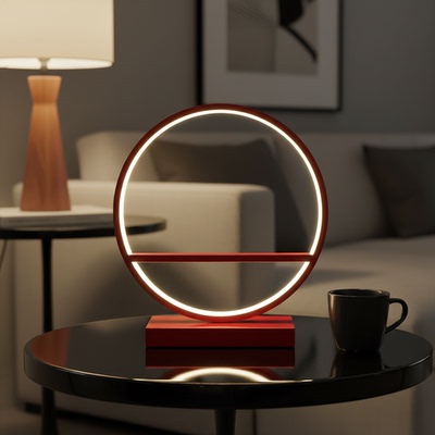 极简铁艺圆形LED发光桌面摆件