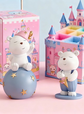 卡通小熊树脂桌面摆件礼盒收纳