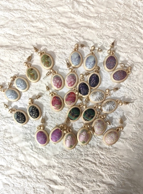 真丝名家宋锦耳钉耳坠925银针国风轻奢高级气质手工