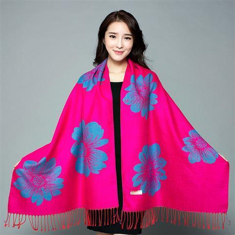 仿羊绒披肩围巾秋冬加厚百搭披风流苏女民族风披肩外搭洋气长款