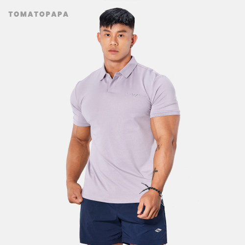 TOMATOPAPA翻领POLO衫男士短袖夏季简约运动健身休闲修身显瘦上衣