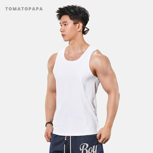 TOMATOPAPA简约风男士背心套头修身透气高弹运动健身休闲汗背心潮