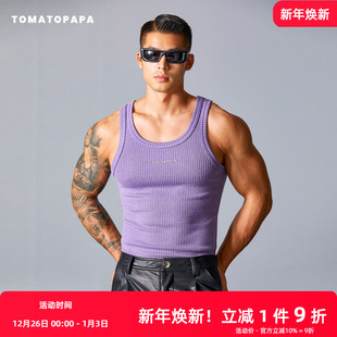 运动螺纹高弹针织厚款 圆领潮男士 健身 背心2025夏季 TOMATOPAPA美式