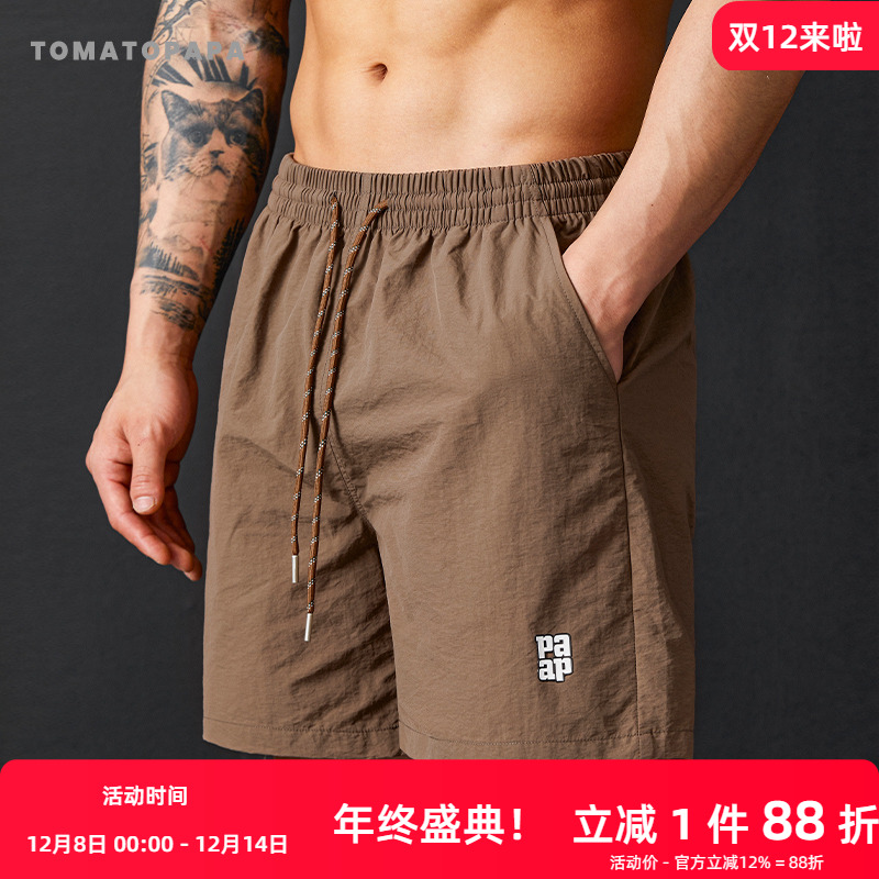 TOMATOPAPA短裤2025夏季薄款直筒男工装风五分裤运动休闲沙滩户外