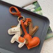 毛毛原创手工牛皮生肖小马包包挂件汽车钥匙扣情侣礼物出风口饰品