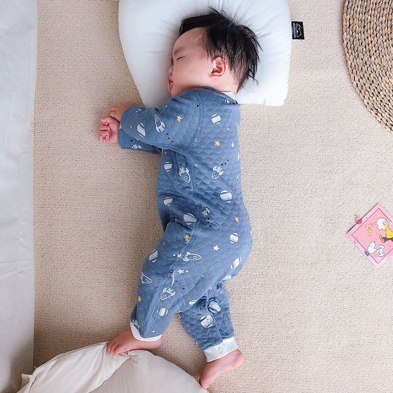 婴儿夹棉连体衣春秋款保暖冬季男女宝宝睡衣服哈衣爬服套装国潮