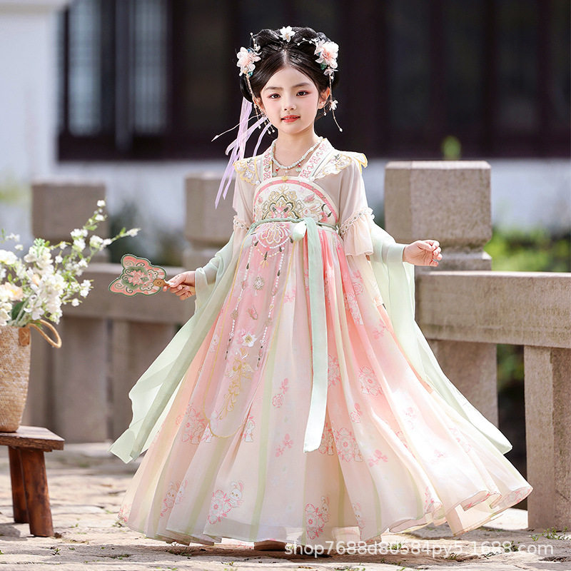 女童汉服夏季新款古风仙气裙子儿童中国风飘逸唐装古装连衣裙