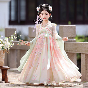 女童汉服夏季新款古风仙气裙子儿童中国风飘逸唐装古装连衣裙
