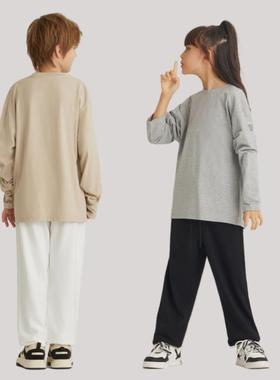 BT015儿童美式复古240g长袖圆领T恤运动休闲舒适纯色百搭男女同款