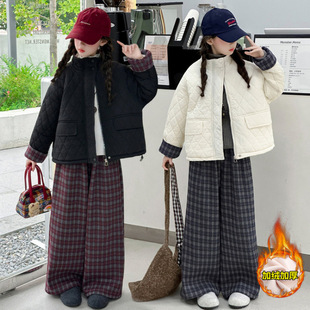 女童棉服冬装2025新款洋气冬季加厚棉袄套装中大儿童秋冬棉衣外套