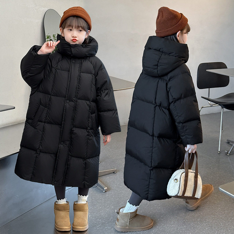 2024新款儿童羽绒棉服加长款过膝棉衣韩版三防反季外套加厚