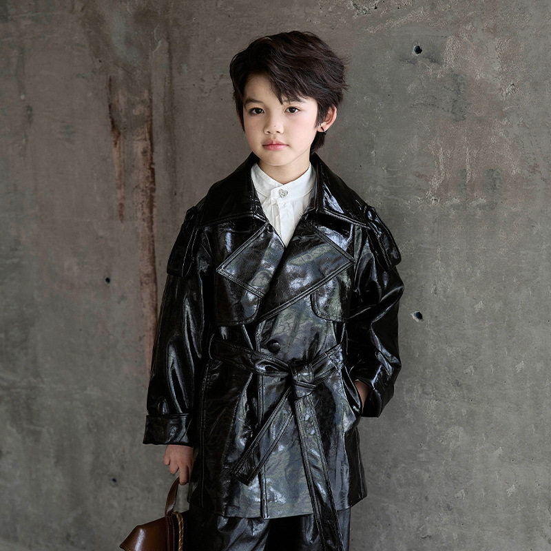 湖州织里童装儿童皮衣男童女童皮大衣2026春秋新款机车外套