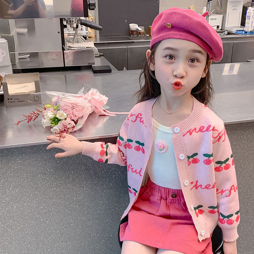 女童毛衣外套秋冬款加绒宝宝洋气秋季儿童针织开衫秋装直播K2531