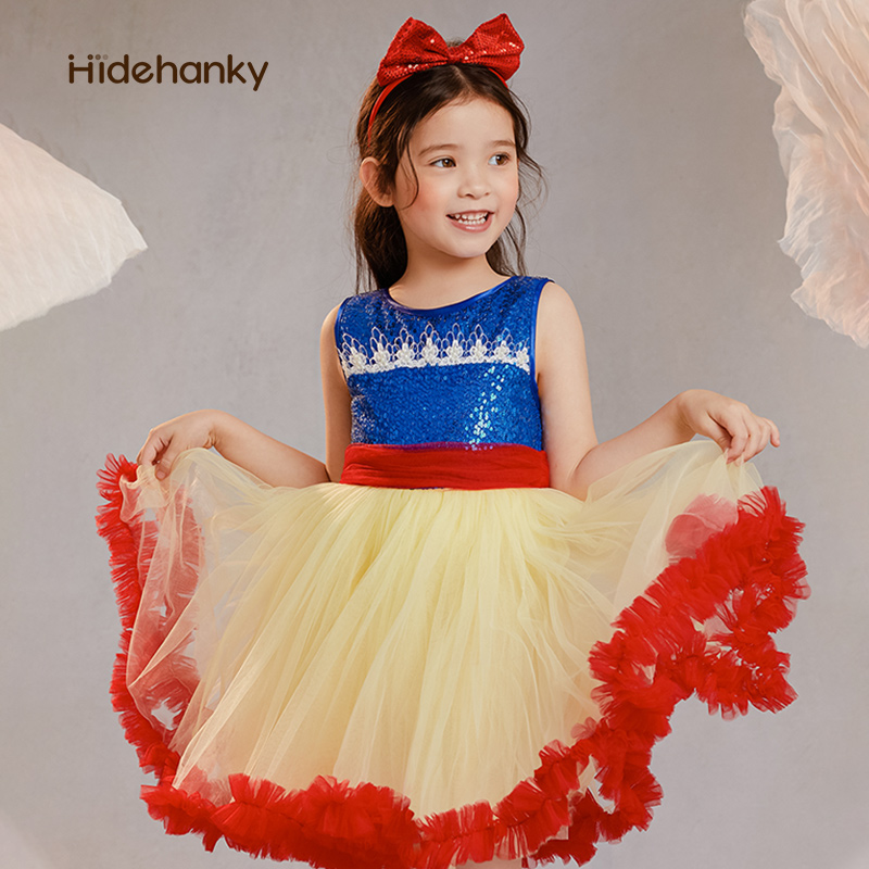 清仓特惠蓝色亮片公主裙女童儿童连衣裙夏短袖tutu蓬蓬裙蓬蓬裙