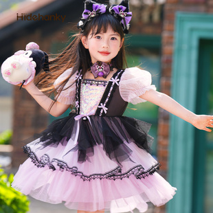 丢手绢原创儿童库酷洛米公主裙女童紫连衣裙短袖夏生日party礼服