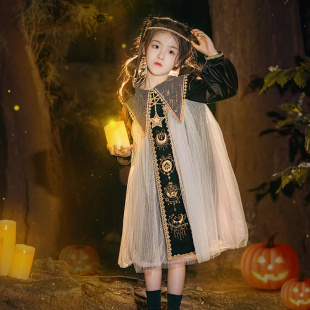 丢手绢童装 占星师裙子儿童魔法公主裙连衣裙cos服 万圣节女童服装