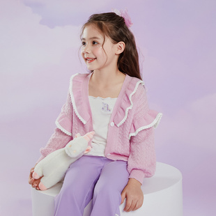 丢手绢原创设计女童美人鱼针织衫开衫羊毛外套4岁5女宝宝洋气童装