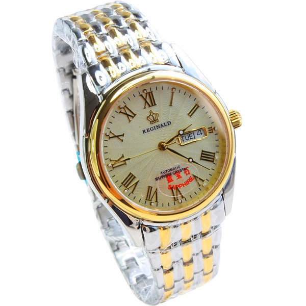 皇冠间金手表双日历机械全自动男表蓝宝石全钢手表防水大表盘