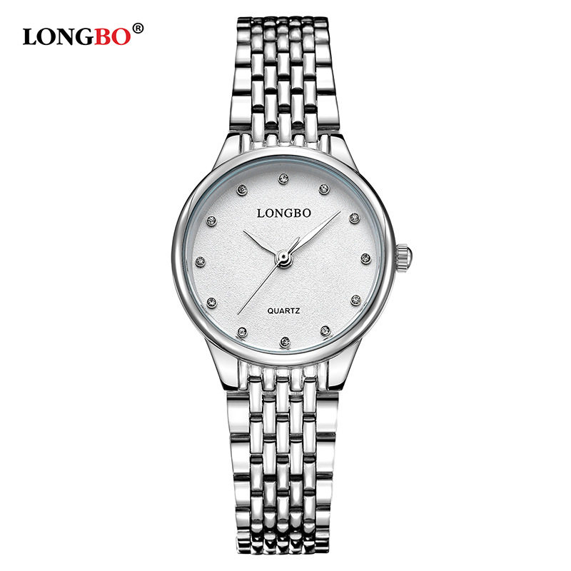 longbo龙波正品韩版时尚水钻不锈钢表带女士收表石英手表供应代发