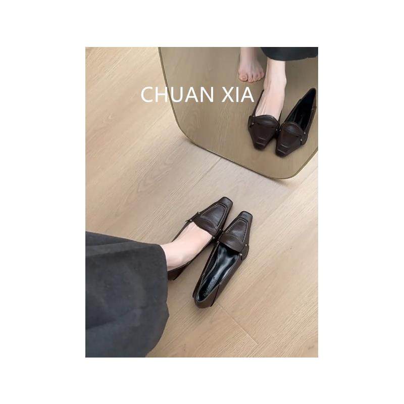 羊皮版！法式复古方头玛丽珍鞋女配裙子粗跟小皮鞋通勤真皮高跟鞋,女鞋,玛丽珍鞋,淘宝优惠券,粉丝福利购,淘宝优惠卷