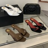 搭扣高跟凉拖鞋 DING 气质 性感方头细跟一字拖夏季 新款 XIANG FAN