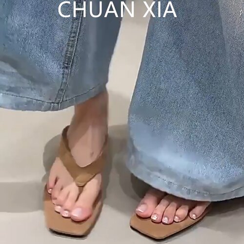 羊皮版！时尚真皮坡跟夹