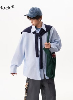 2025韩系休闲假两件披肩卫衣学院风时尚撞色痞帅翻领上衣男