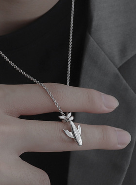 鲸落男士ins冷淡风钛钢项链潮流