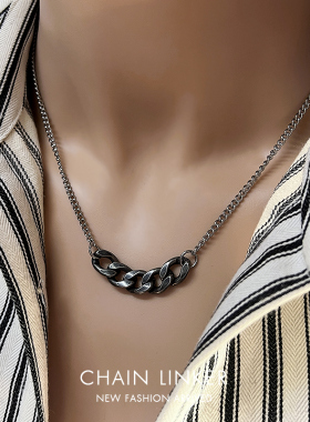 拼接项链男潮简约欧美冷淡风高级感小众设计嘻哈个性情侣锁骨链