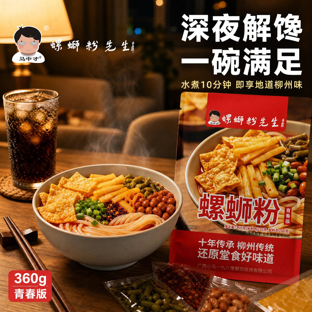 马中才柳州螺蛳粉青春版5包广西传统风味美食酸笋酸豆角腐竹花生