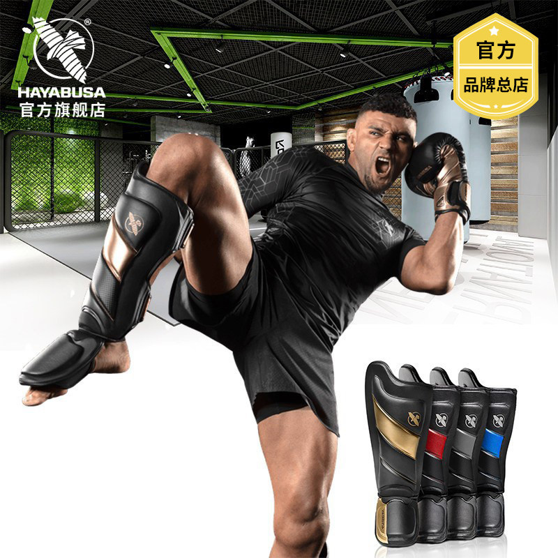hayabusa护腿隼拳击护腿mma格斗训练搏击护胫护具护径泰拳护脚