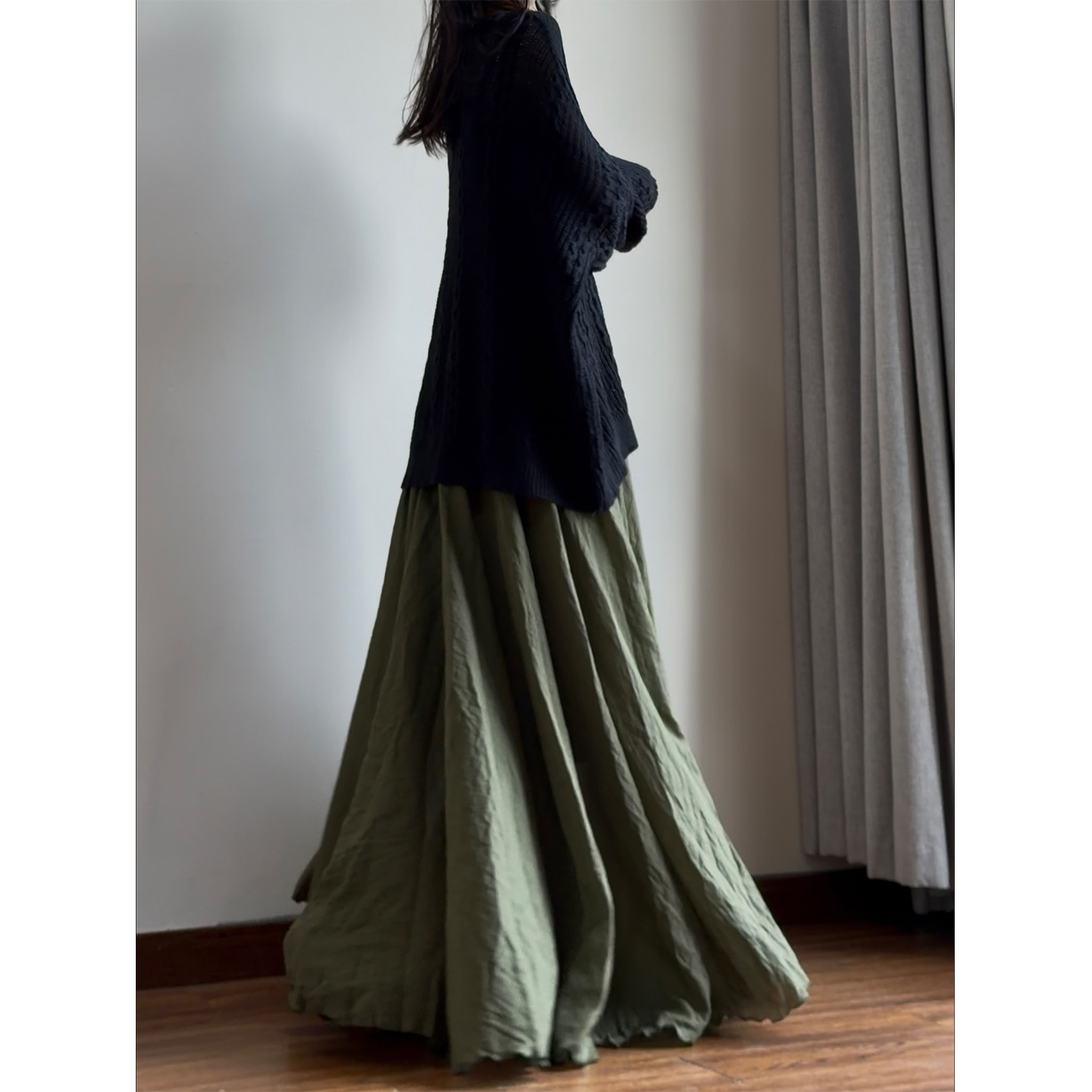 读衣术禅意风清冷感复古半身裙子