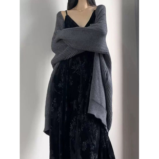 读衣术秋冬厚毛衣开衫百搭显瘦中长款针织外套粗棒针慵懒风毛线衫