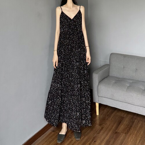 休闲娃娃裙韩国麻小格子打揽长裙