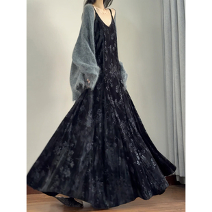 梨形身材遮肉连衣裙 国风鱼尾裙 读衣术秋冬丝绒内搭吊带裙 新中式