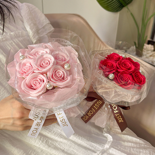 永生花玫瑰迷你小花束仿真花礼物手工假花玫瑰香皂花手捧花伴手礼