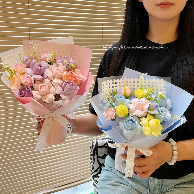 情人节香皂花玫瑰花束成品仿真花送女友520毕业季永生花生日礼物