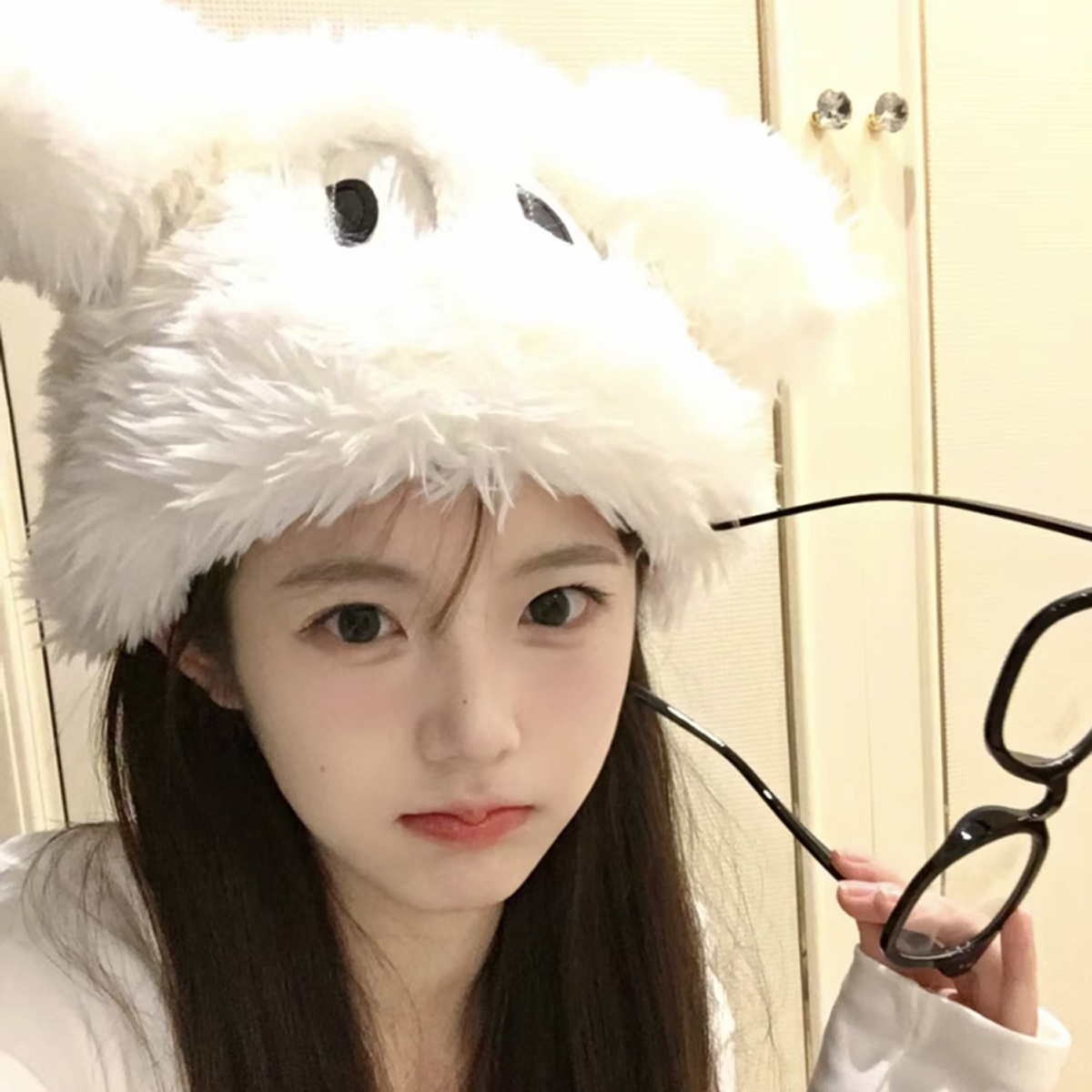 可爱减龄小狗套头帽女秋冬显脸小