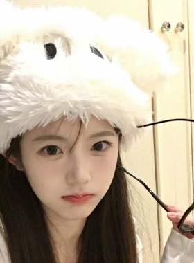 可爱减龄小狗套头帽女秋冬显脸小
