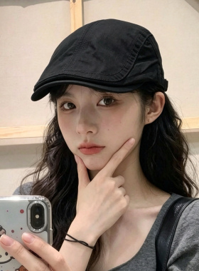 复古老钱风前进贝雷帽男女大头围
