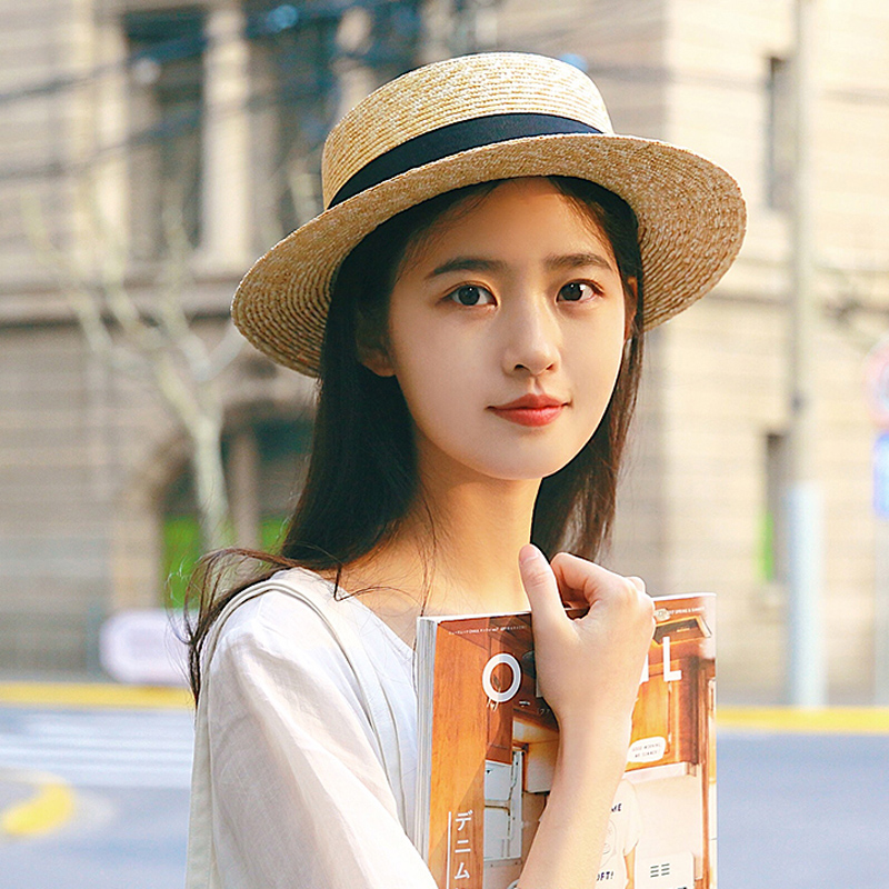 海边度假平顶帽子网红沙滩编织潮