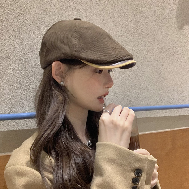 2025新款帽子女秋冬日系文艺英伦复古反戴画家前进贝雷帽大头围