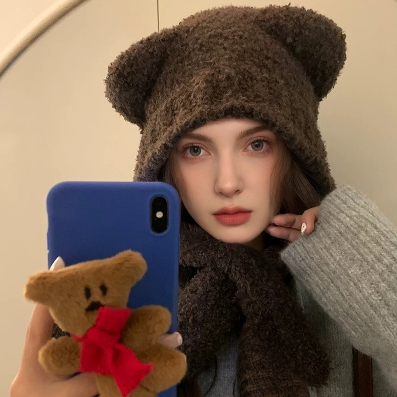 帽子围巾一体女冬2025新款加厚防寒保暖护耳套头围脖雷锋帽大头围