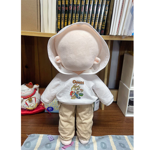 肥仔大佬35cm特体棉花娃娃工装裤连帽卫衣娃衣套装娃衣