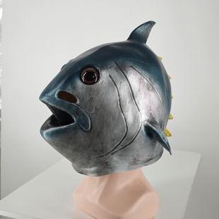 开心面具动物金枪鱼头套万圣节乳胶面具cosplaRy装扮表演服饰道具