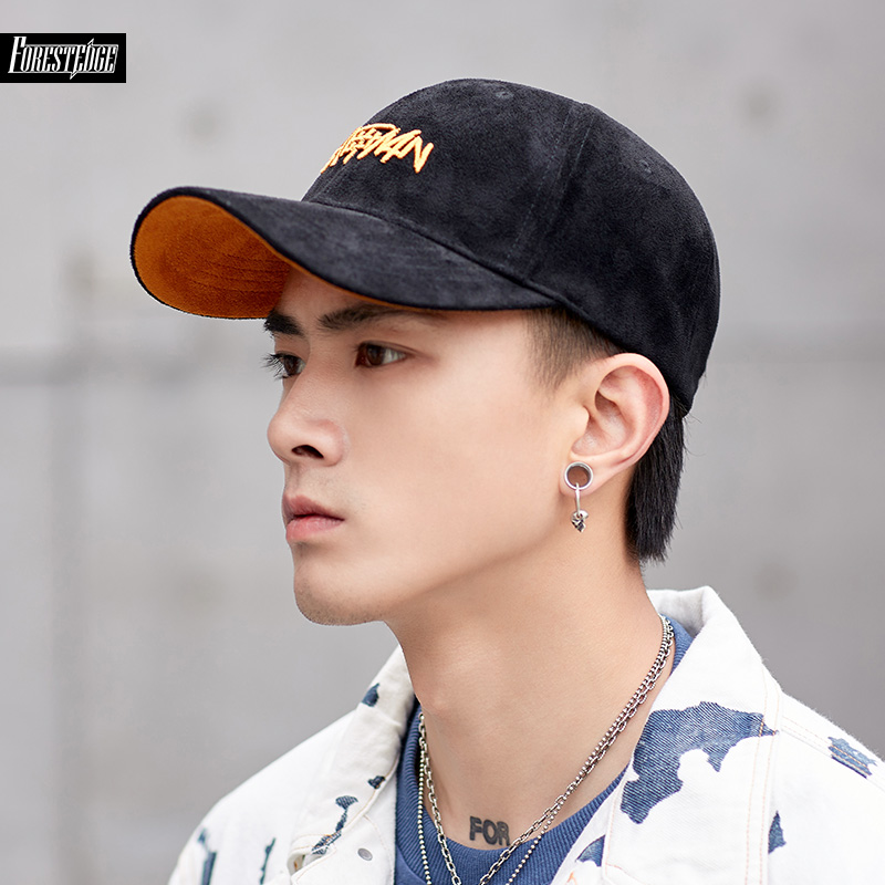 男士撞色麂皮绒保暖个性韩版帽子