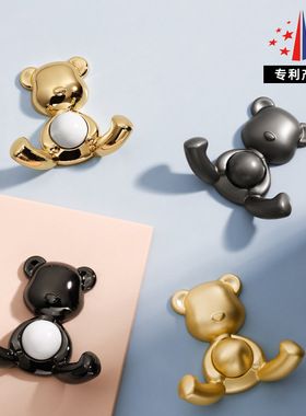 现代简约鞋柜衣柜挂钩北欧玄关小熊挂衣钩单个金属黑色创意衣钩
